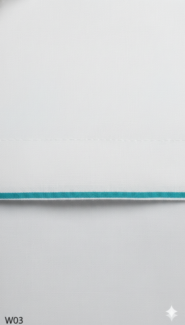 Men's Premium Cotton Lungi - Solid White with Minimalist Border (2.25 Meters) - W03