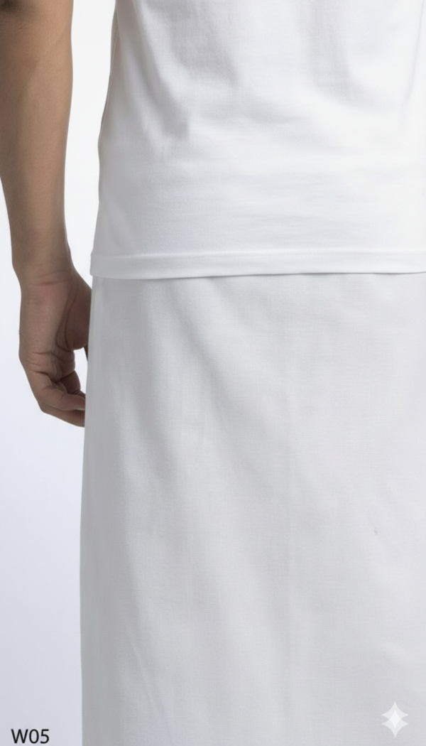 Men's Premium Cotton Lungi - Solid White with Sky Blue Border (2.25 Meters) - W05