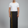 Men's Premium Cotton Lungi - Elegant Black with Gold Zari Border (2.25 Meters)