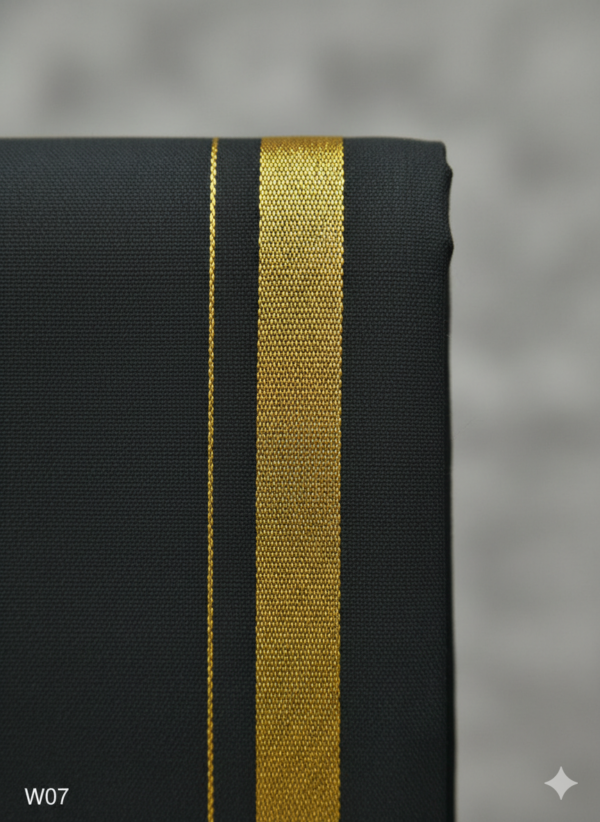 Men's Premium Cotton Lungi - Elegant Black with Gold Zari Border (2.25 Meters)