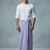 Men's Premium Cotton Lungi - Lavender Checked Pattern (2.25 Meters) - C30