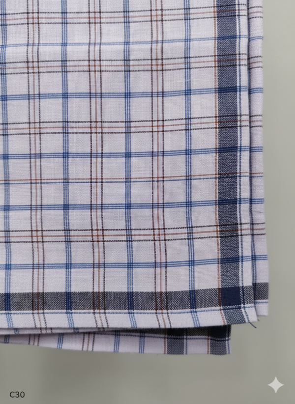 Men's Premium Cotton Lungi - Lavender Checked Pattern (2.25 Meters) - C30