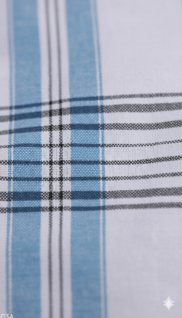 Generated Image February 17, 2026 - 8_27PM Men's Premium Cotton Lungi - Ocean Blue & Navy Bold Checked Pattern (2.25 Meters) - C34