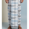 Men's Premium Cotton Lungi - Bold Sky Blue & Charcoal Grid (2.25 Meters) - C43