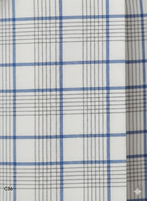 Men's Premium Cotton Lungi - Sky Blue & Earthy Checked Pattern (2.25 Meters) - C36