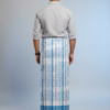 Men's Premium Cotton Lungi - Blue Checked Pattern with Bold Border (2.25 Meters) - C38