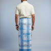 Men's Premium Cotton Lungi - Sky Blue & White Broad Checked Pattern (2.25 Meters) - C39