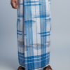 Men's Premium Cotton Lungi - Sky Blue & White Broad Checked Pattern (2.25 Meters) - C39