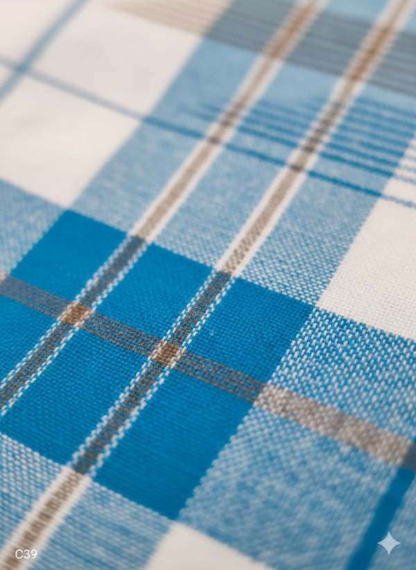 Men's Premium Cotton Lungi - Sky Blue & White Broad Checked Pattern (2.25 Meters) - C39