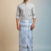 Men's Premium Cotton Lungi - Sky Blue with Contemporary Striped Pattern (2.25 Meters) - C40