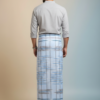 Men's Premium Cotton Lungi - Sky Blue with Contemporary Striped Pattern (2.25 Meters) - C40