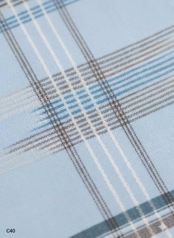 Men's Premium Cotton Lungi - Sky Blue with Contemporary Striped Pattern (2.25 Meters) - C40