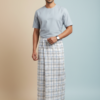 Men's Premium Cotton Lungi - Blue & Grey Checked Pattern (2.25 Meters) - C41