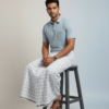 Men's Premium Cotton Lungi - Subtle Blue & Grey Checked Pattern (2.25 Meters) - C42