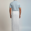 Men's Premium Cotton Lungi - Subtle Blue & Grey Checked Pattern (2.25 Meters) - C42