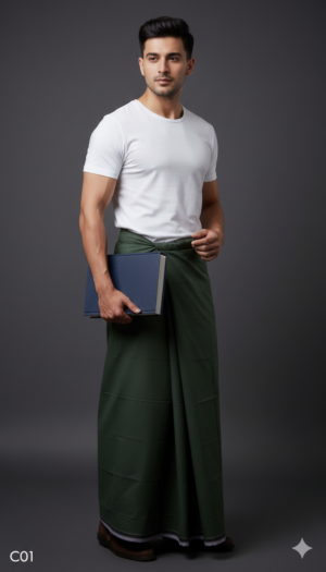 Men's Premium Cotton Lungi - Solid Soft Pink (2.25 Meters) - C01