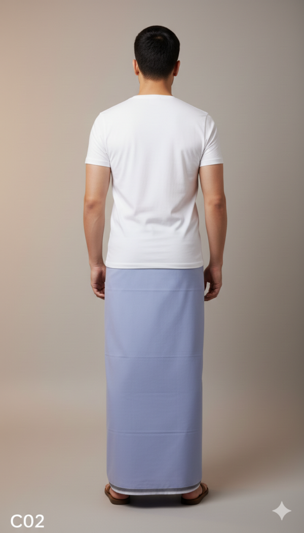 Generated Image January 21, 2026 - 6_20AM Men's Premium Cotton Lungi - Solid Serene Blue (2.25 Meters) - C02