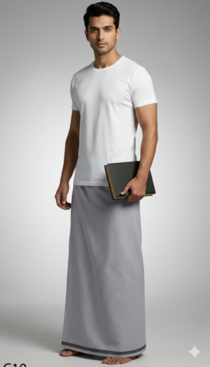 Generated Image January 31, 2026 - 2_57AM Men's Premium Cotton Lungi - Solid Pure White (2.25 Meters) - C10