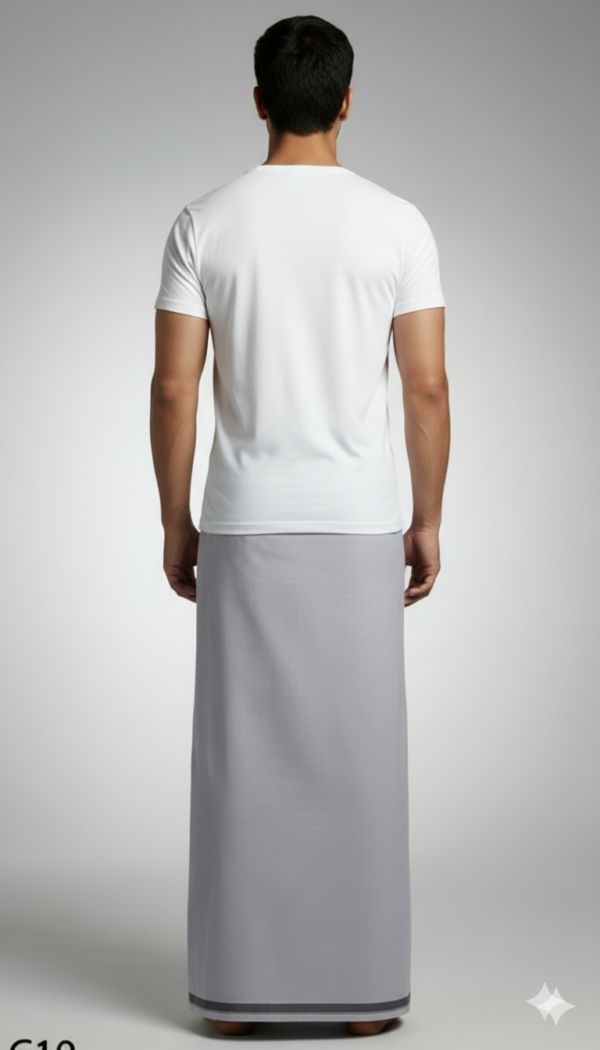 Men's Premium Cotton Lungi - Solid Pure White (2.25 Meters) - C10