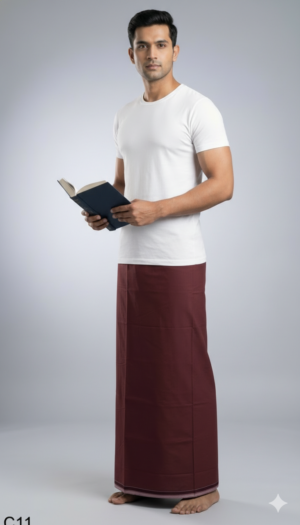 Men's Premium Cotton Lungi - Solid Sky Blue (2.25 Meters) - C11