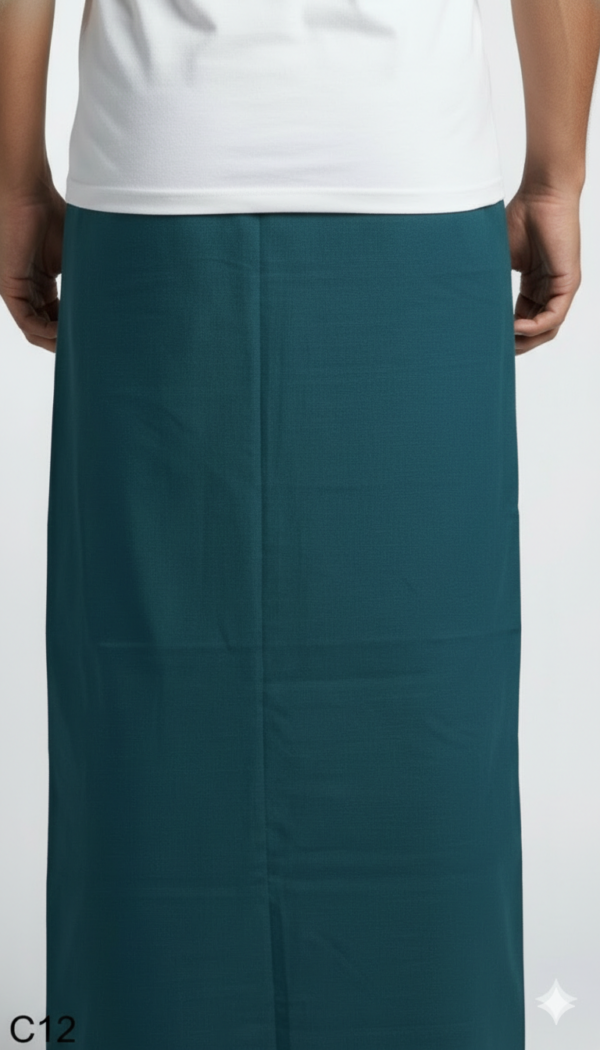 Men's Premium Cotton Lungi - Solid Deep Teal (2.25 Meters) - C12