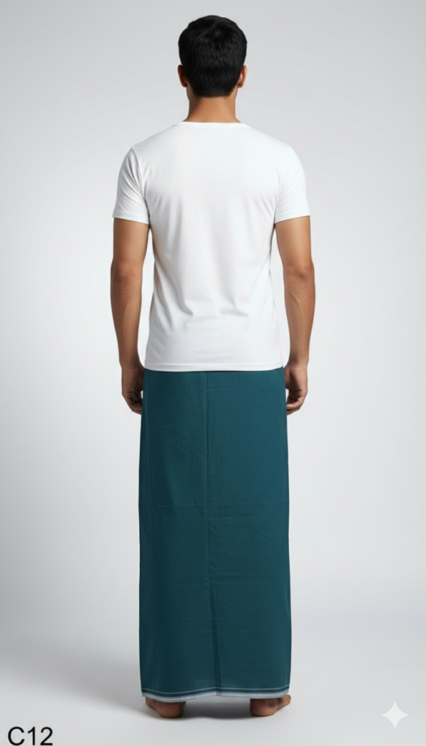 Men's Premium Cotton Lungi - Solid Deep Teal (2.25 Meters) - C12