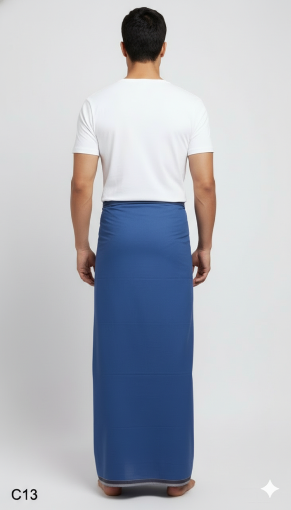 Generated Image January 31, 2026 - 8_12AM Men's Premium Cotton Lungi - Solid Royal Blue (2.25 Meters) - C13