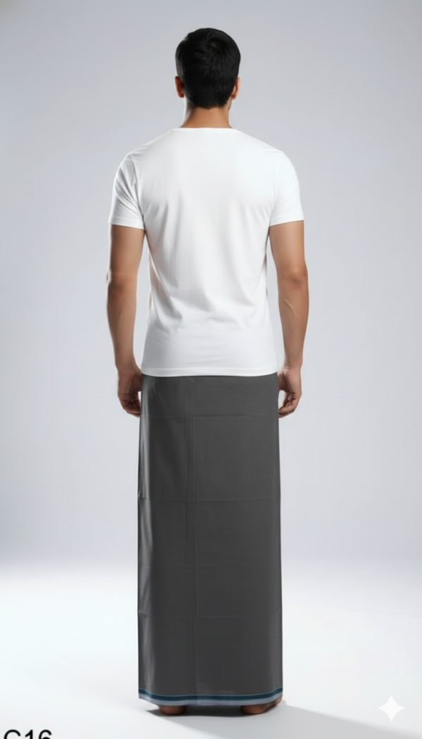 Men's Premium Cotton Lungi - Solid Bottle Green (2.25 Meters) - C16