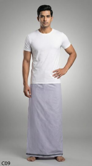 Men's Premium Cotton Lungi - Solid Soft Peach (2.25 Meters) - C09