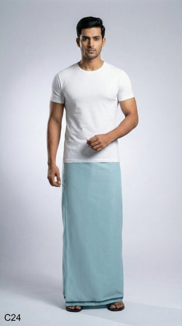 Men's Premium Cotton Lungi - Solid Olive Green (2.25 Meters) - C24