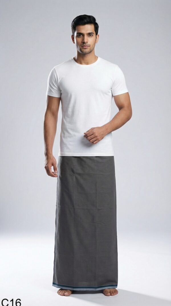 Men's Premium Cotton Lungi - Solid Bottle Green (2.25 Meters) - C16