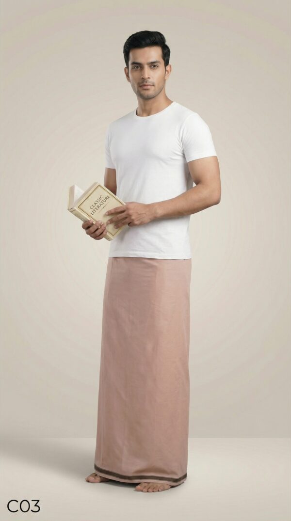 Men's Premium Cotton Lungi - Solid Cream/Off-White (2.25 Meters) - C03