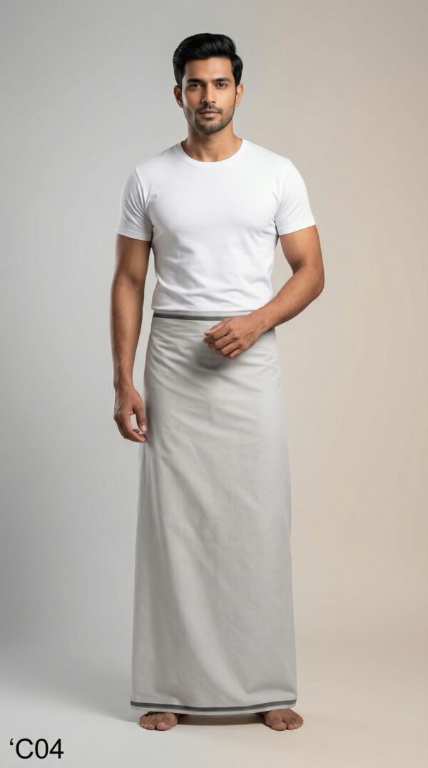 Men's Premium Cotton Lungi - Solid Cool Grey (2.25 Meters) - C04