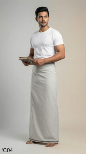 Ultra_realistic_4k_2k_202601310041 Men's Premium Cotton Lungi - Solid Cool Grey (2.25 Meters) - C04
