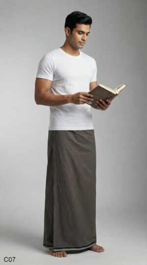 Ultra_realistic_4k_2k_202601310144 Men's Premium Cotton Lungi - Solid Pista Green (2.25 Meters) - C07